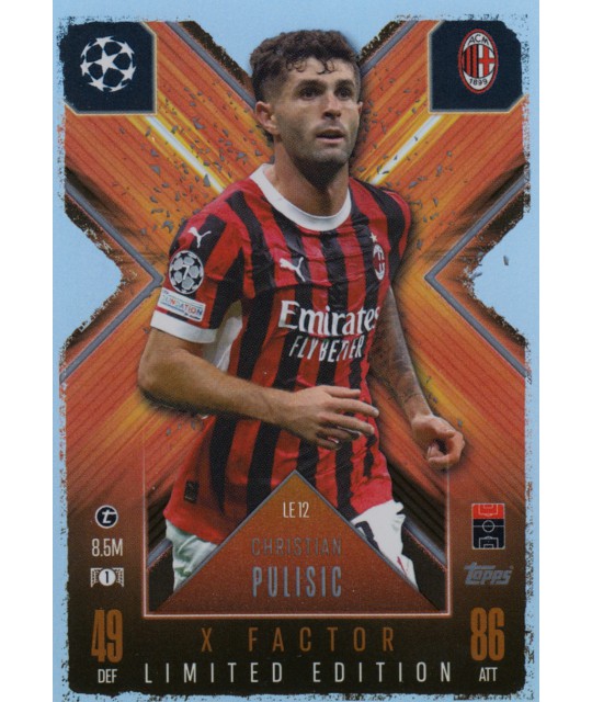 Topps Match Attax Extra Champions League 2024/2025 X-Factor Limited Edition Christian Pulisic (AC Milan)